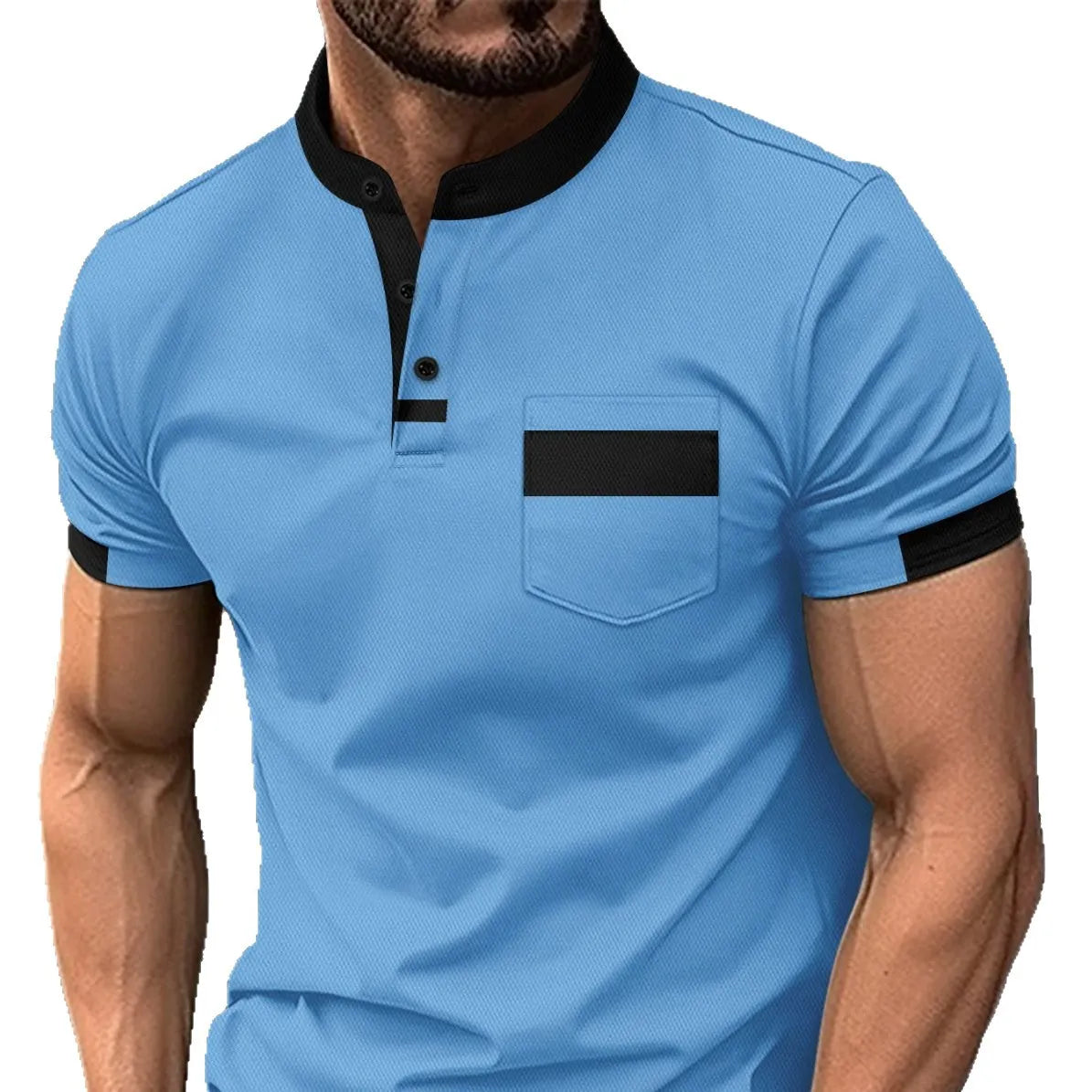 Casual Simple Basic Mass-market Button-down Polo Shirt with Collar