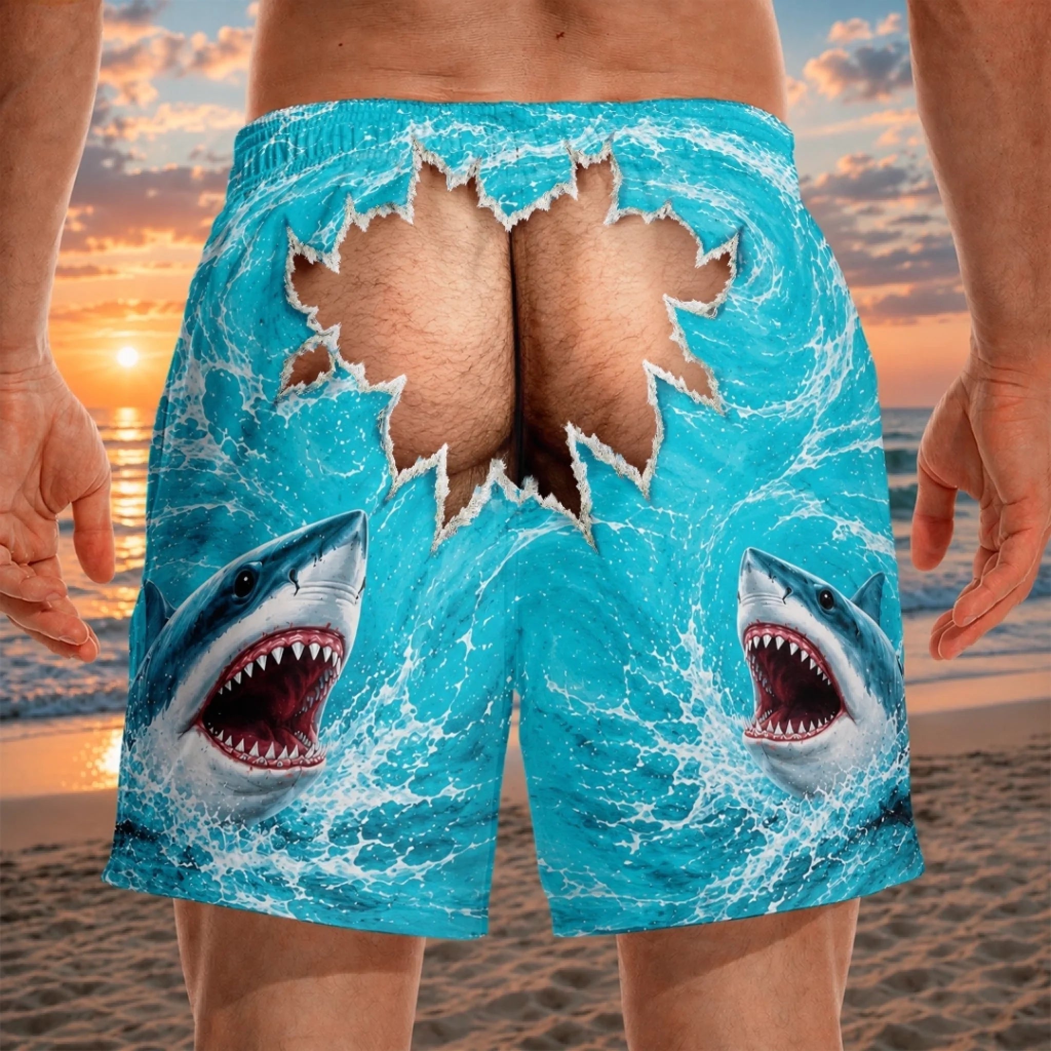 Funny Men Swim Trunks Novelty Optical Illusion Swim Shorts Funny Novelty Party Board Shorts Gift for Husband Boyfriend