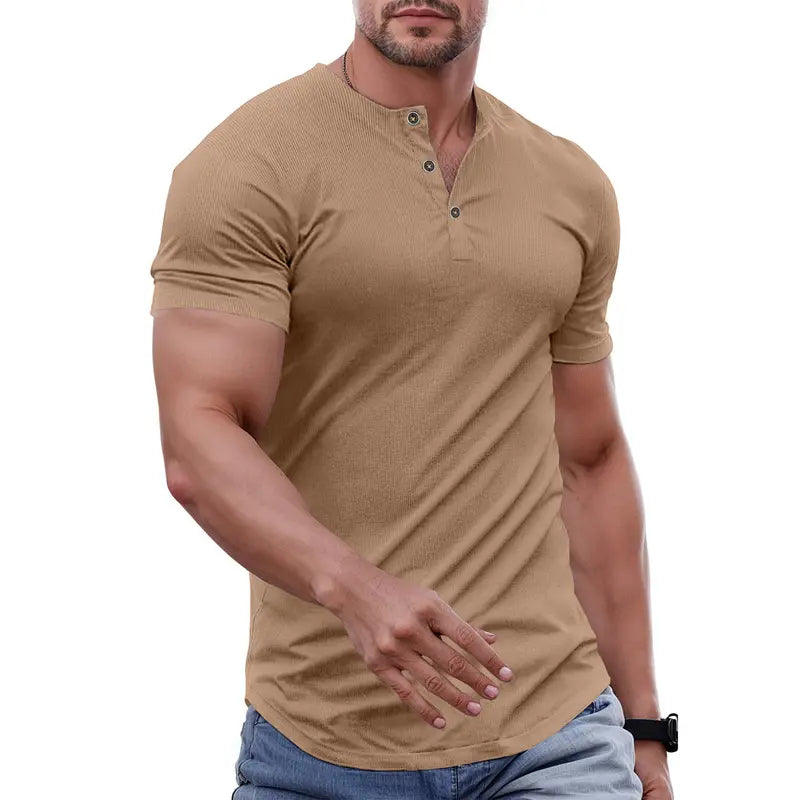 Men's Slim Fit Henley Shirt - Gym & Casual Wear