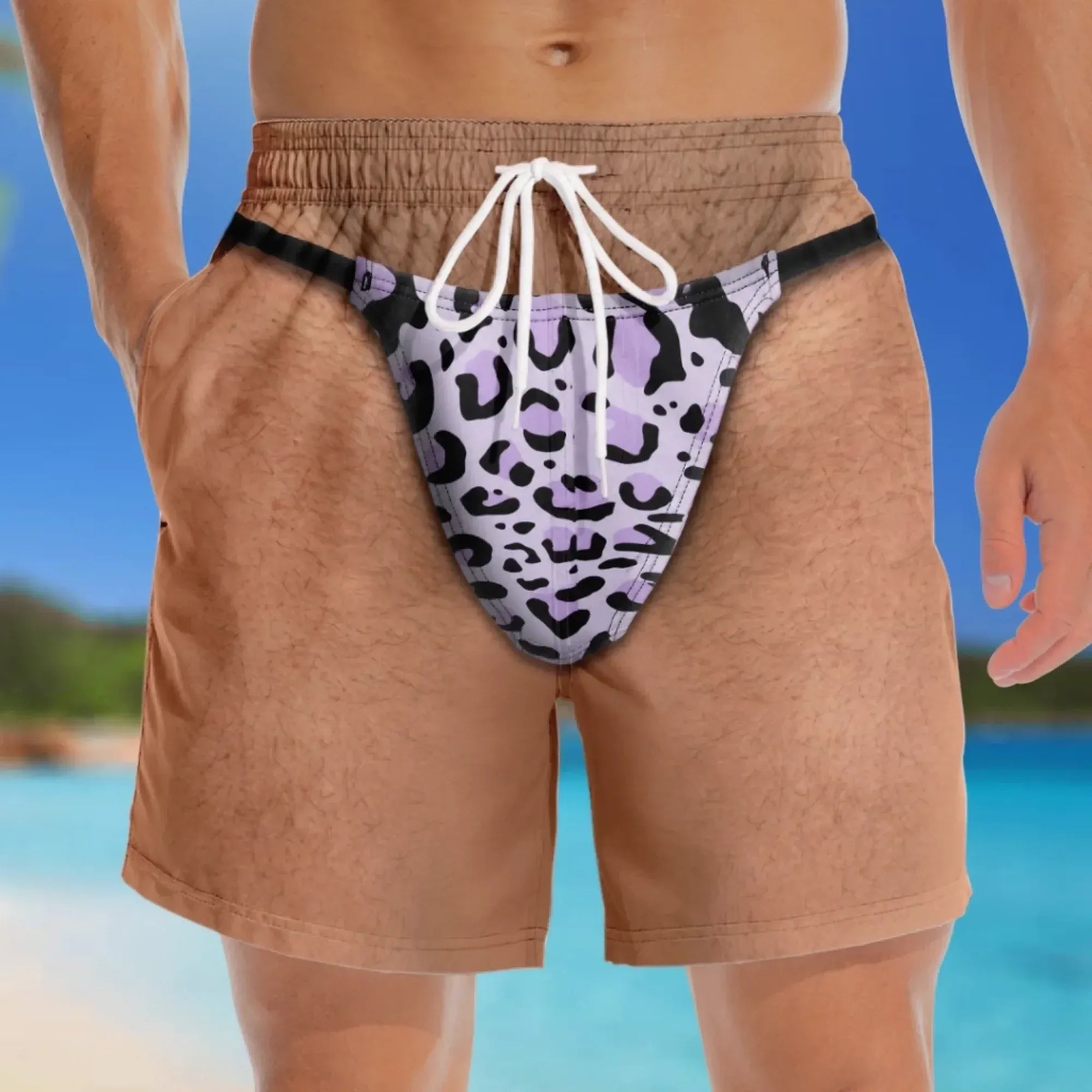 Funny Men Swim Trunks Novelty Optical Illusion Swim Shorts Funny Novelty Party Board Shorts Gift for Husband Boyfriend