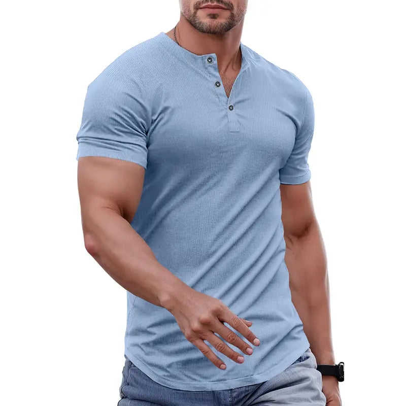 Men's Slim Fit Henley Shirt - Gym & Casual Wear