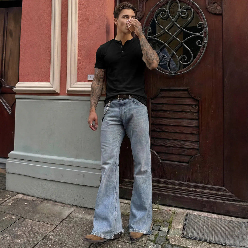 Men's Slim Fit Henley Shirt - Gym & Casual Wear