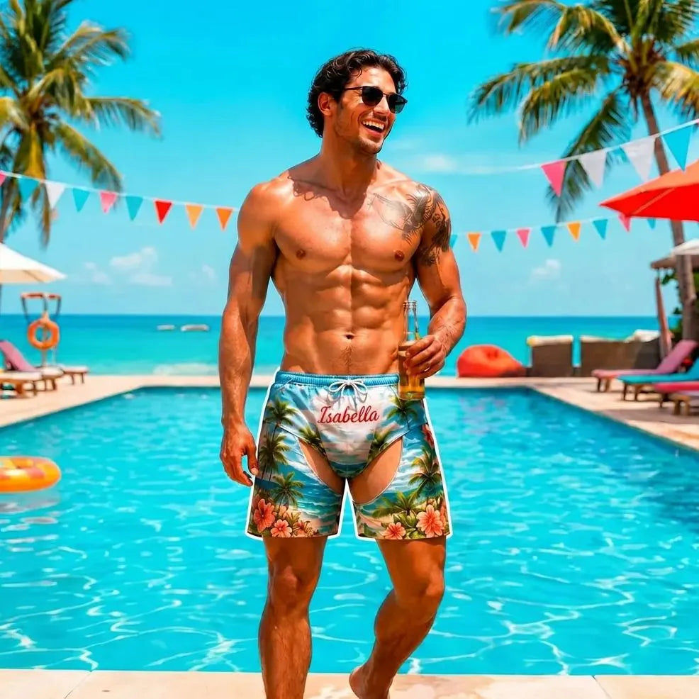Funny Men Swim Trunks Novelty Optical Illusion Swim Shorts Funny Novelty Party Board Shorts Gift for Husband Boyfriend