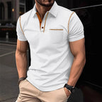 Men's Short-sleeved Color-blocked Polo Shirt