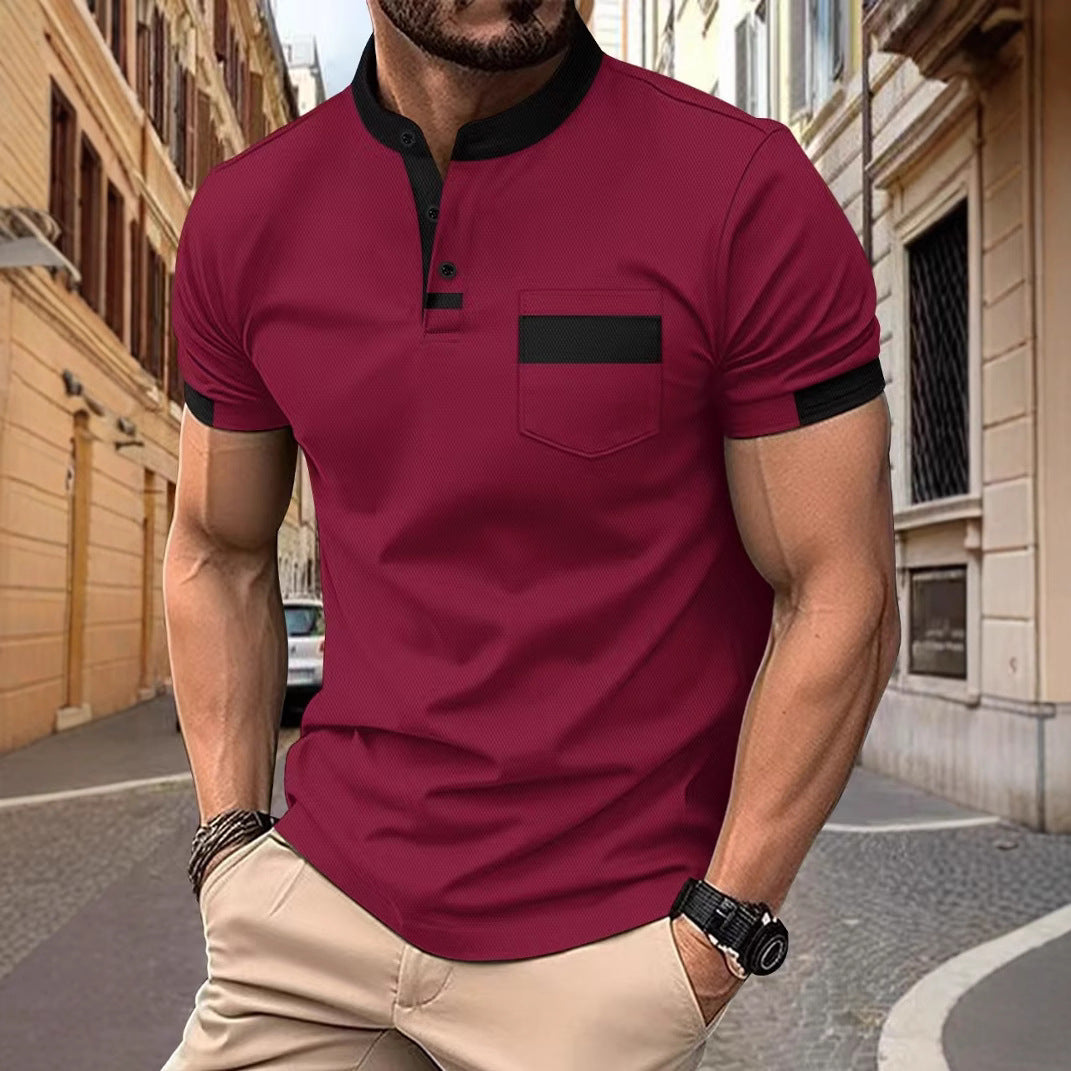 Casual Simple Basic Mass-market Button-down Polo Shirt with Collar