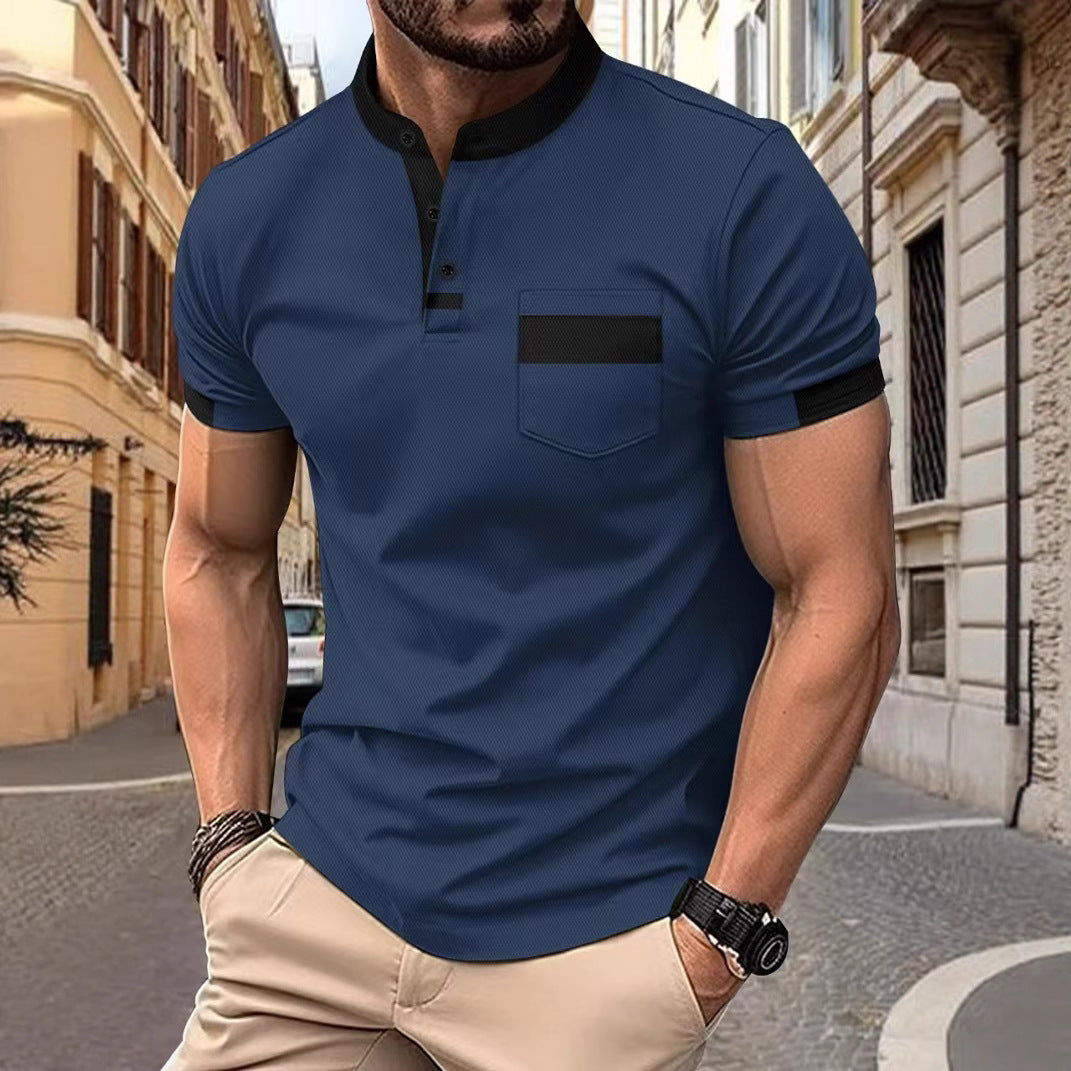 Casual Simple Basic Mass-market Button-down Polo Shirt with Collar