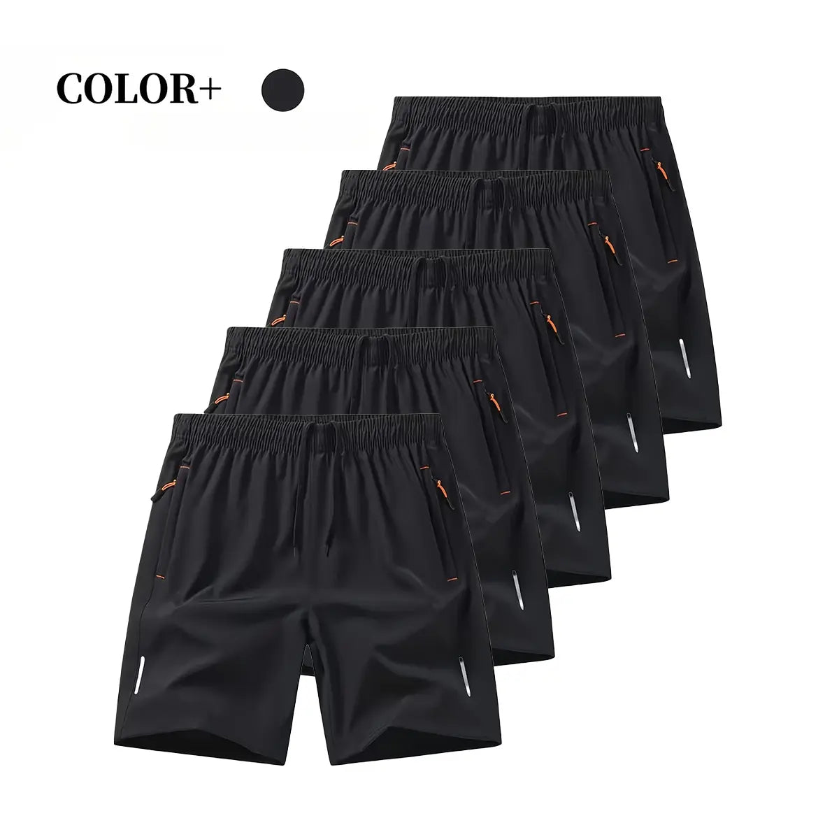 Men’s 5-Pack FlexFit Active Shorts – Stretch, Quick-Dry & Zip Pockets