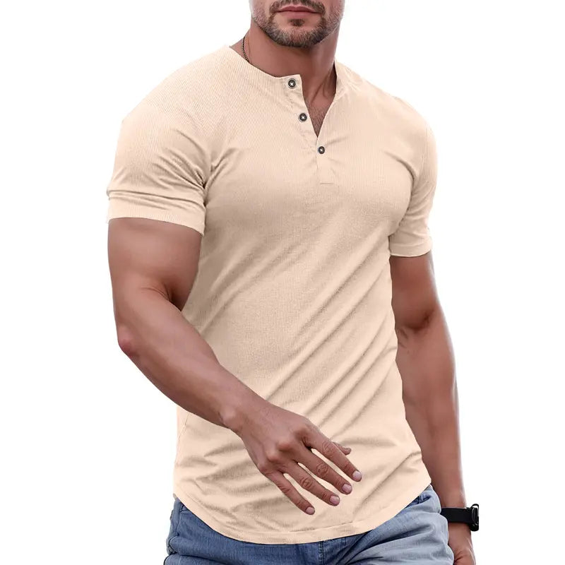 Men's Slim Fit Henley Shirt - Gym & Casual Wear