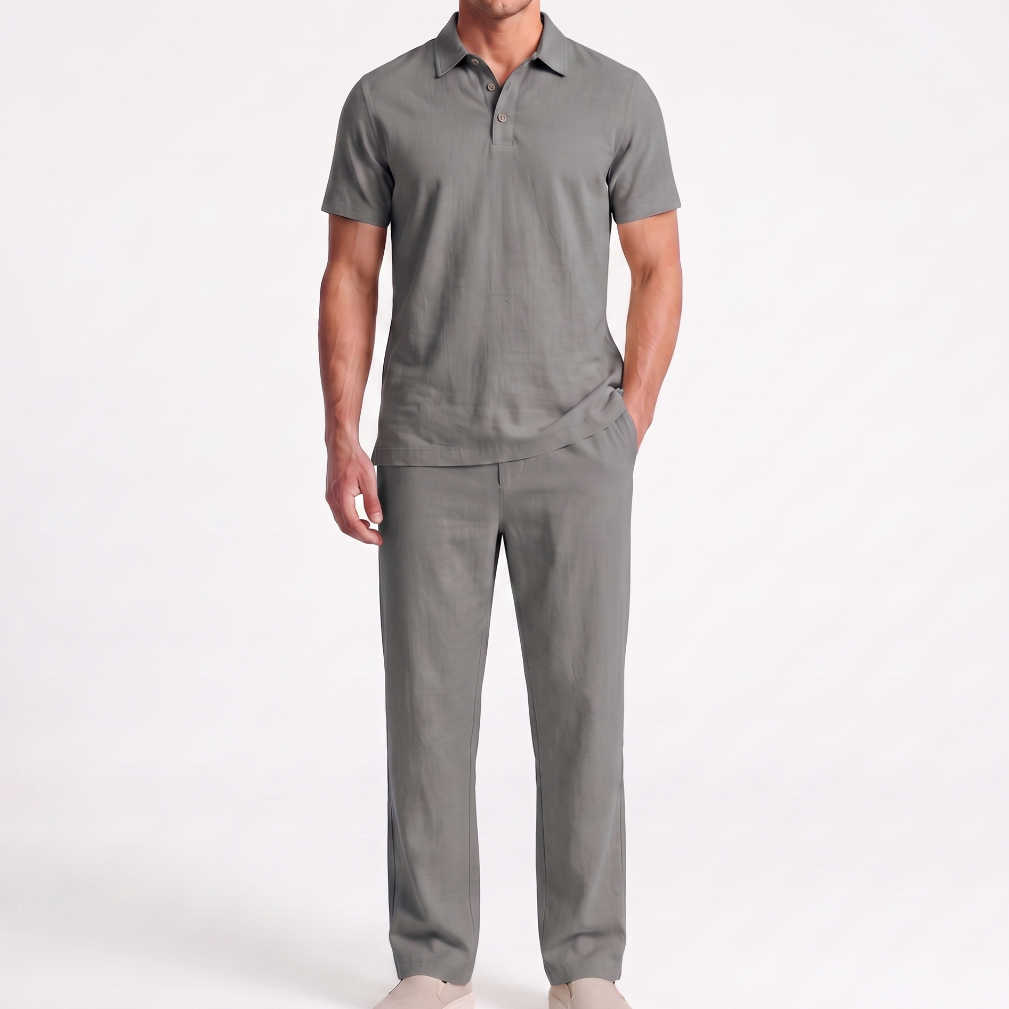 Men Linen Two Piece Set