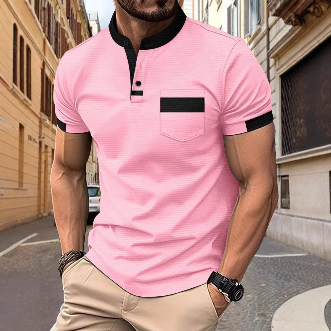 Casual Simple Basic Mass-market Button-down Polo Shirt with Collar