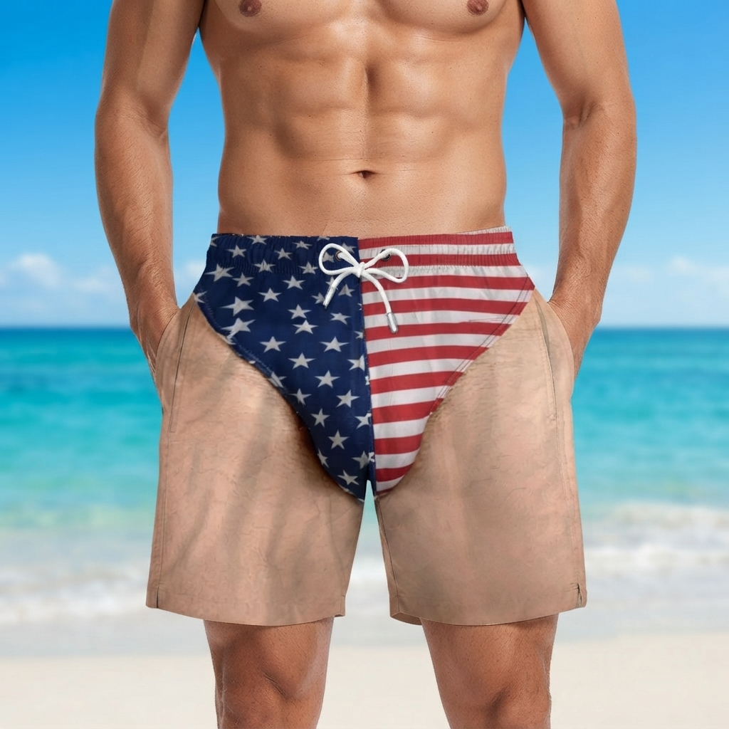 Funny Men Swim Trunks Novelty Optical Illusion Swim Shorts Funny Novelty Party Board Shorts Gift for Husband Boyfriend