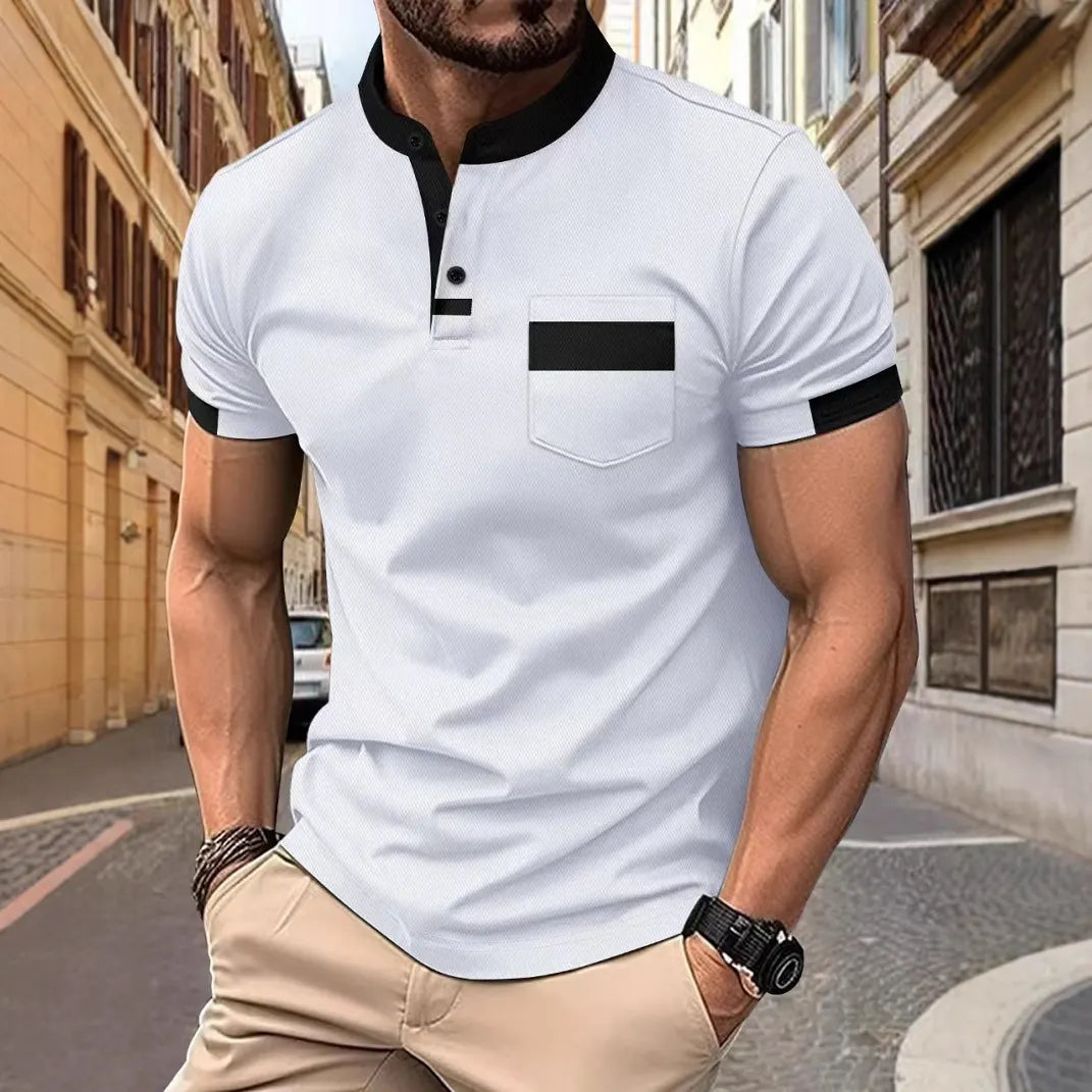 Casual Simple Basic Mass-market Button-down Polo Shirt with Collar