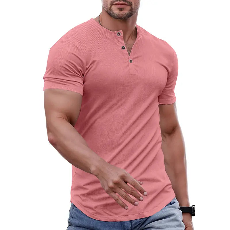 Men's Slim Fit Henley Shirt - Gym & Casual Wear