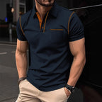 Men's Short-sleeved Color-blocked Polo Shirt