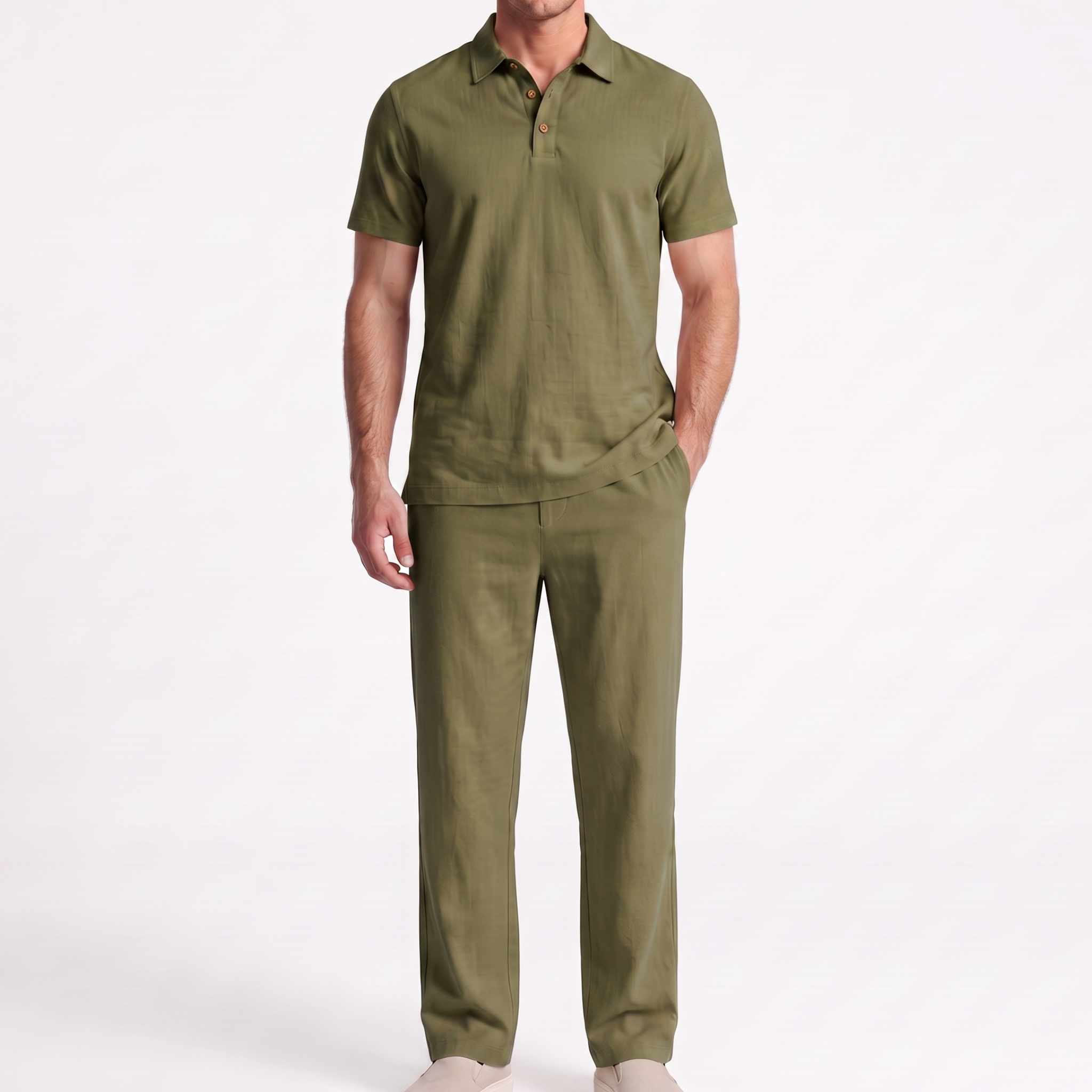 Men Linen Two Piece Set