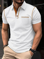 Men's Short-sleeved Color-blocked Polo Shirt