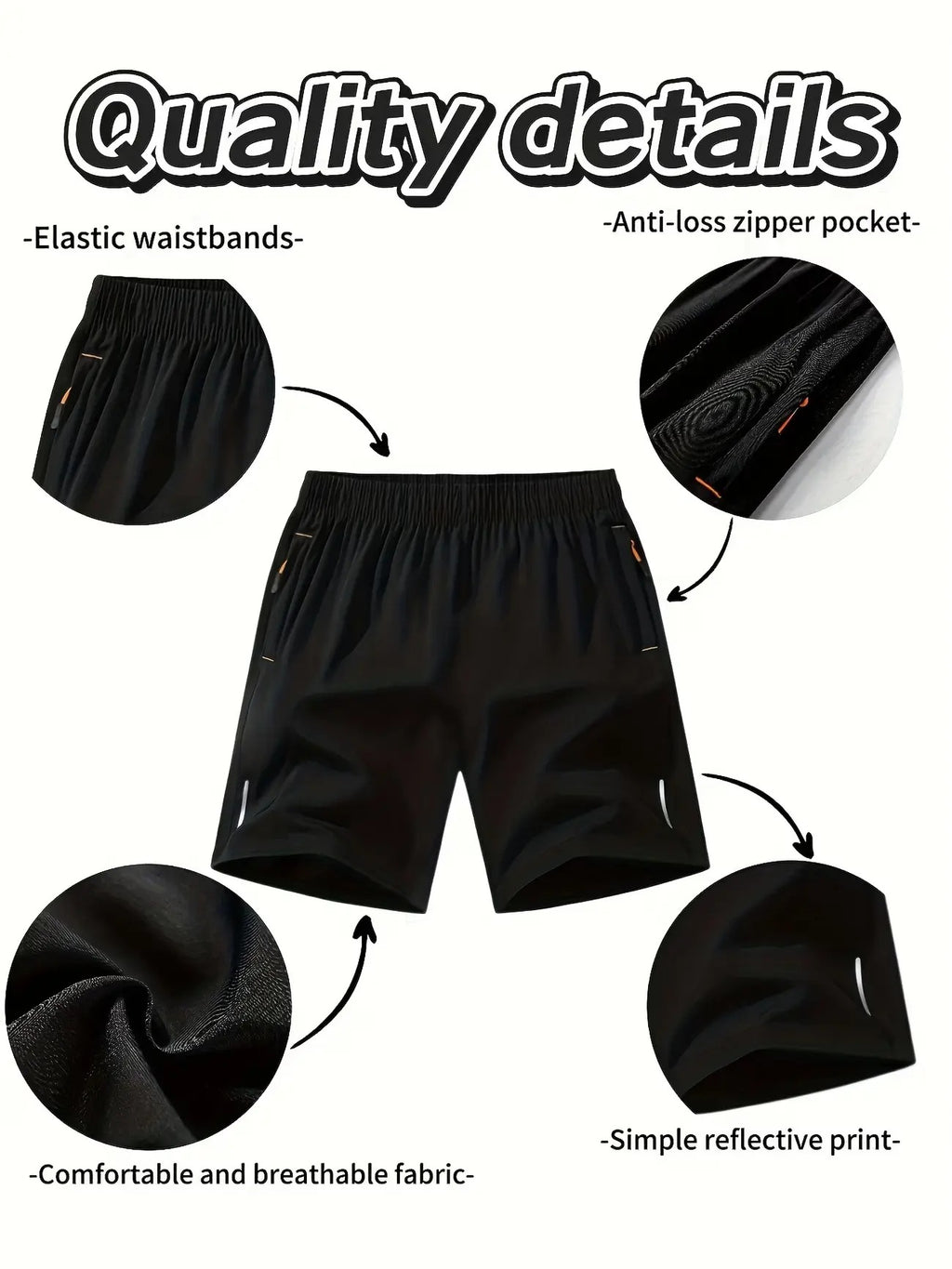 Men’s 5-Pack FlexFit Active Shorts – Stretch, Quick-Dry & Zip Pockets