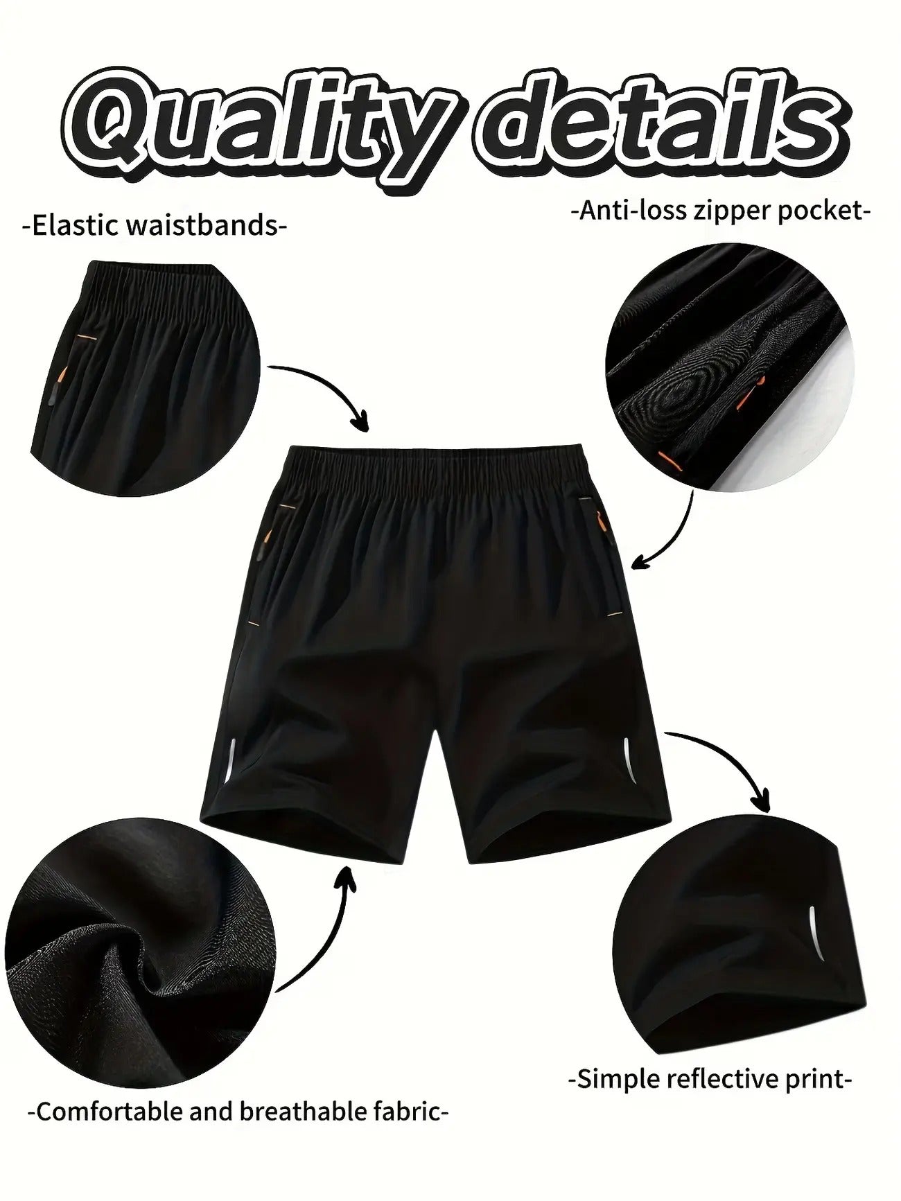 Men’s 5-Pack FlexFit Active Shorts – Stretch, Quick-Dry & Zip Pockets