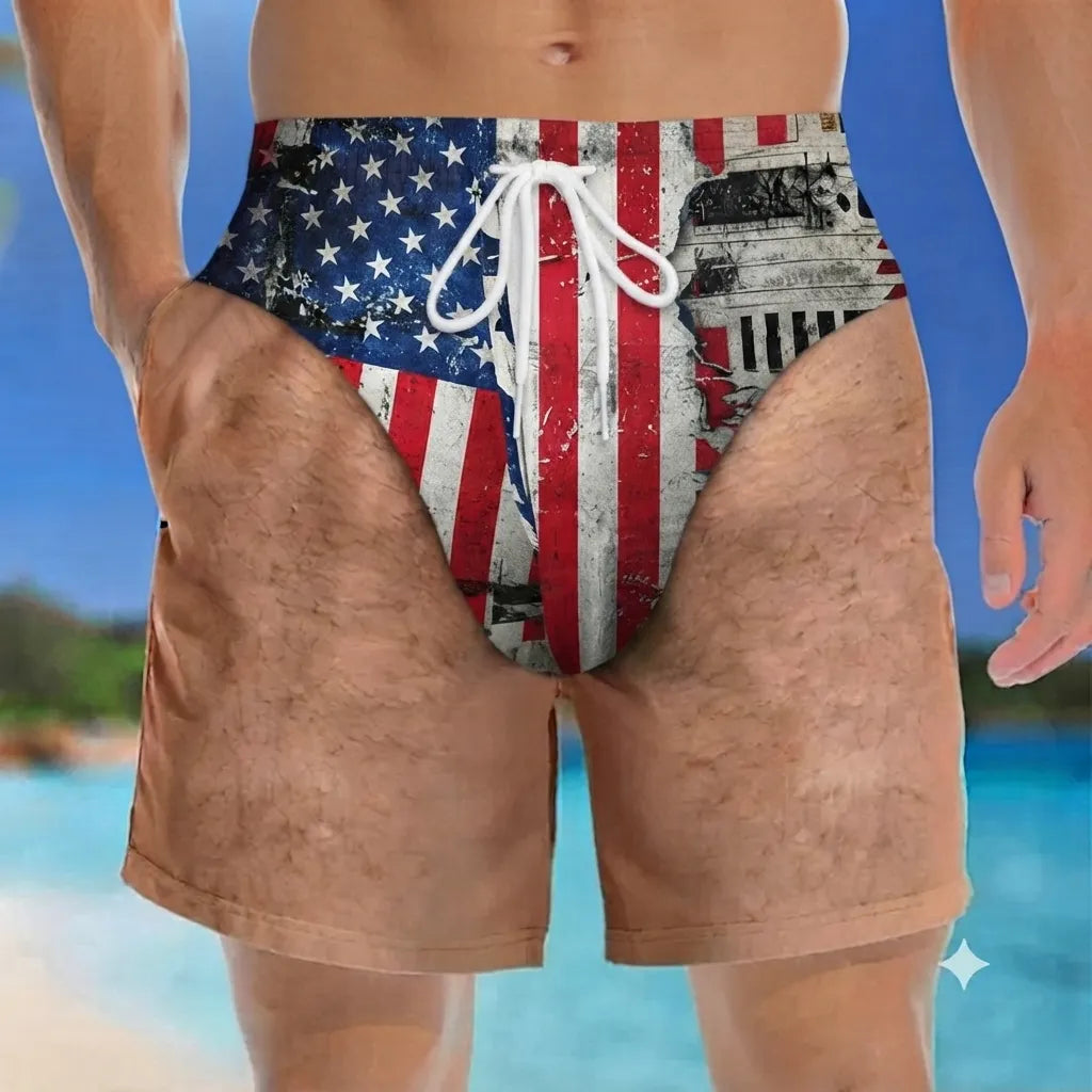 Funny Men Swim Trunks Novelty Optical Illusion Swim Shorts Funny Novelty Party Board Shorts Gift for Husband Boyfriend