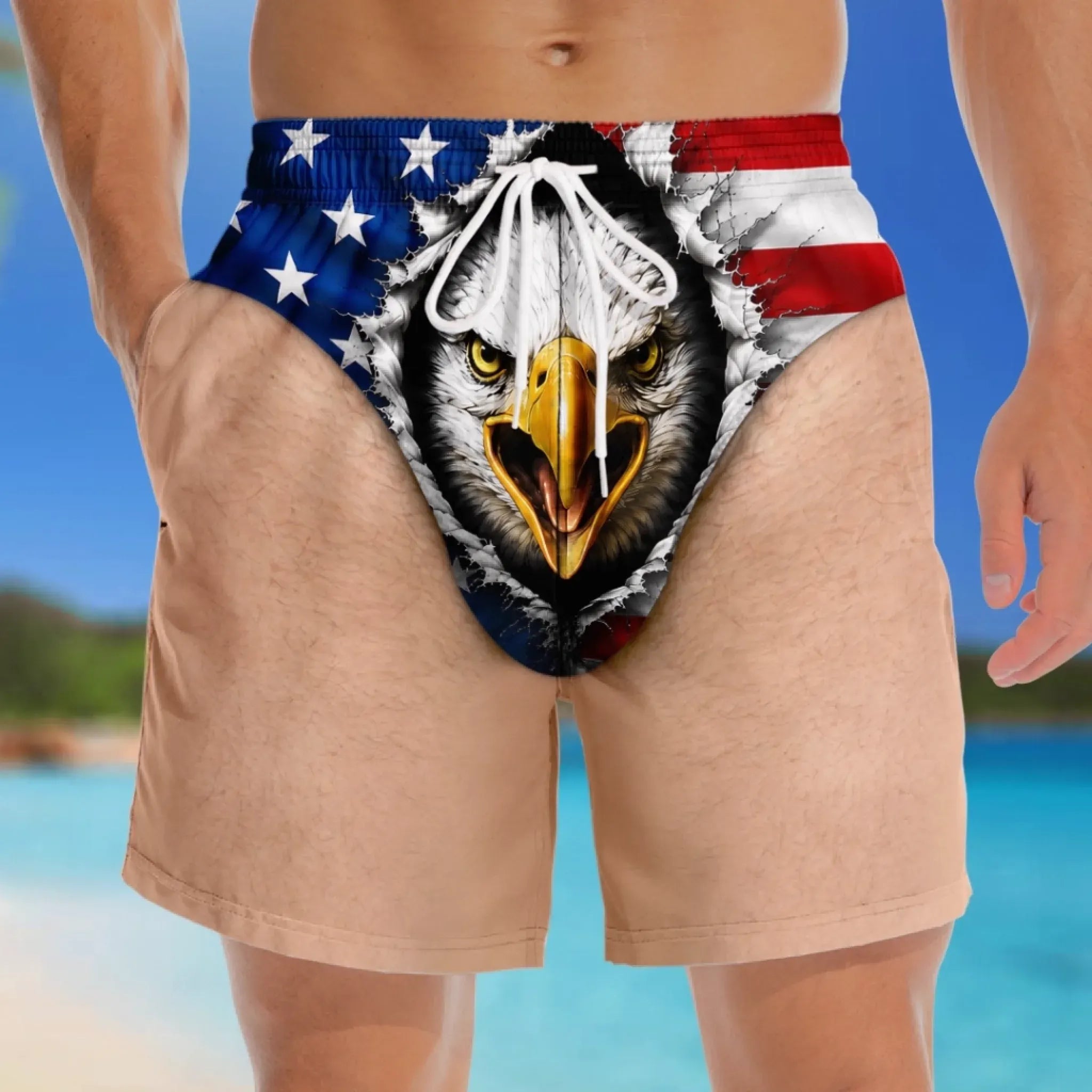 Funny Men Swim Trunks Novelty Optical Illusion Swim Shorts Funny Novelty Party Board Shorts Gift for Husband Boyfriend