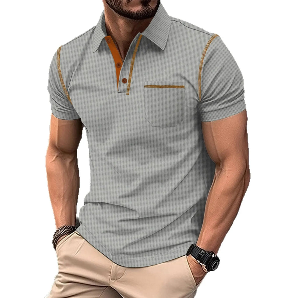Men's Short-sleeved Color-blocked Polo Shirt