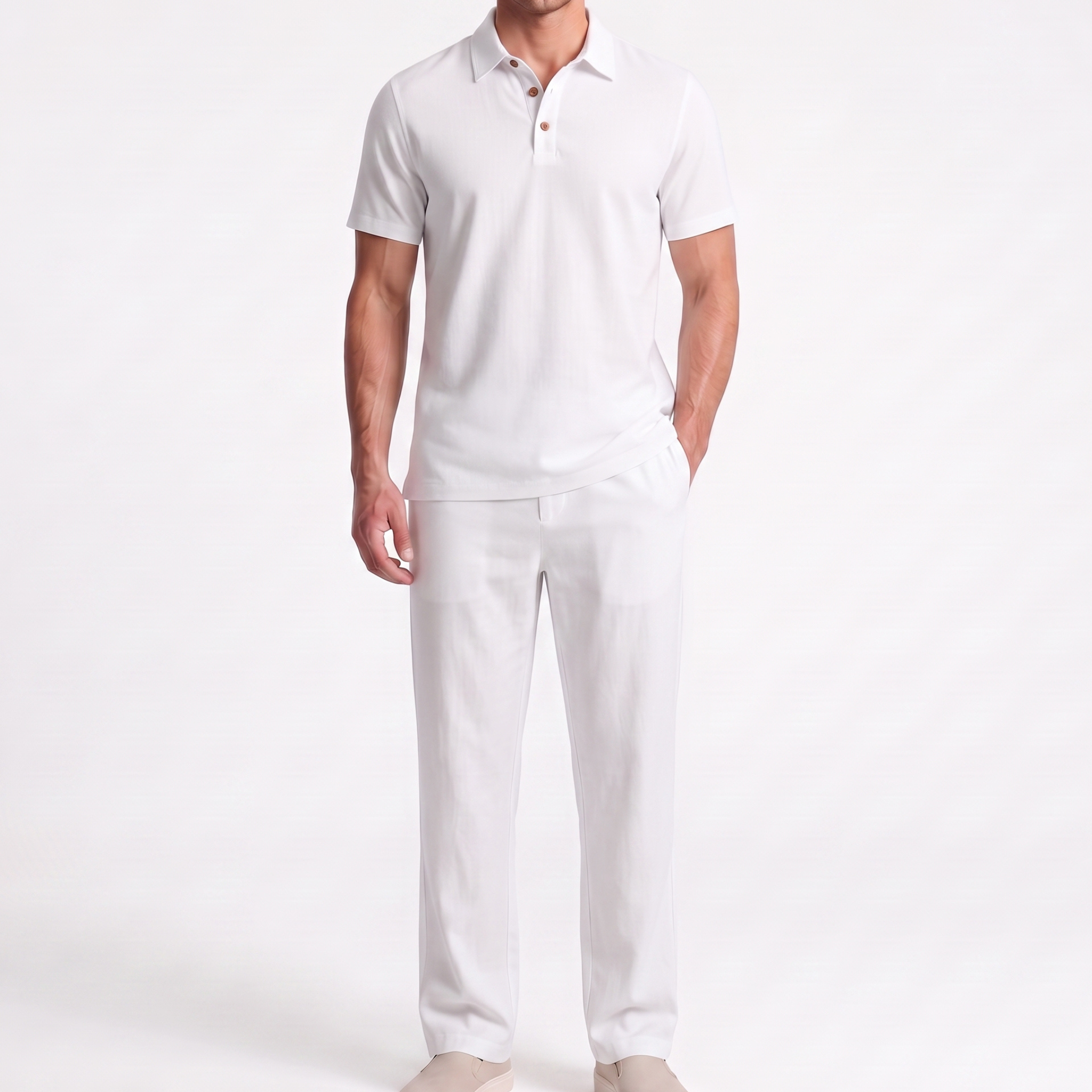 Men Linen Two Piece Set
